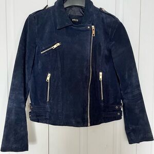 Mango Women's Navy Suede Jacket